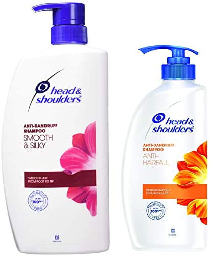 Image of Head & Shoulders Smooth and Silky, Anti Dandruff Shampoo for Women & Men, 1 L & Head & Shoulders, Anti-Hairfall, Anti-Dandruff Shampoo for Women & Men, 650ml