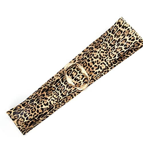 INOGIH Womens Leopard Print Wide Cinch Belt Fashion PU Leather Cinch Waistband for Dress Free Size3