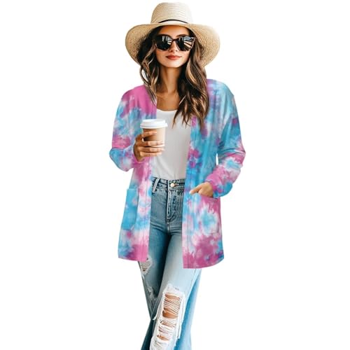 Women Oversized Cardigans Sweater Long Sleeve Open Front Outerwear Breathable Comfy Funny Tops with Pockets