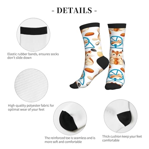 VOSERY Cartoon-Socken mit niedlichem Hamster-, Nuss- und Erdnuss-Motiv, lässig, athletisch, ästhetisch, für Damen und Herren, niedlich, lustige Socken
