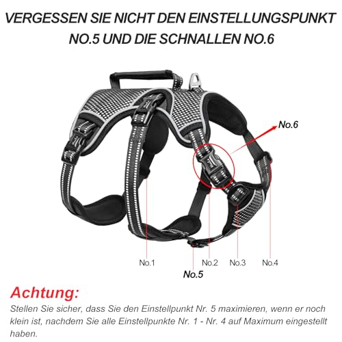 HEELE Arnes para Perros No Escape, Arnes Antitirones Perro Antiescape, Liberación en Cuello, Arnés Totalmente Reflectante con asa Acolchada, Arnés para Perros Grandes y Activos, Negro, XL - imagen 7