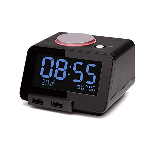 Elektronischer Wecker LED Mute Luminous Snooze Mit Thermometer Student Bedside Big Klingelton, Weiß