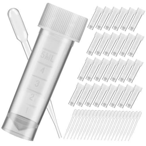 COSMEVIVI Laboratory Containers Set 50pc Sample Bottles Tube Lids Plastic Test Bottles Pipettes Liquid Transfer Microbiology Research