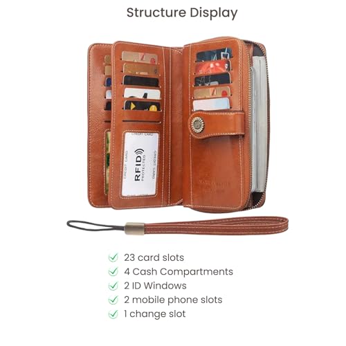 covimy Large Capacity Leather Wallets for Women，Credit Card Holder with RFID Wristlet Clutch purses for Woman4