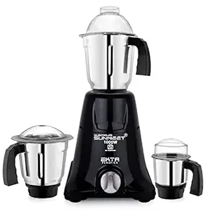 SilentPowerSunmeet EPNEX 1000-Watts Mixer Grinder with 3 Steel Jars (1 Wet Jar, 1 Dry Jar and 1 Chutney Jar) (Black) ISI Certified