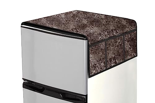 Image of Stylista Refridgerator top cover suitable for Samsung RT28C3032GS /HL, 236 Liter Fridge, Dimension (WxD) 65x111 CM, Marble Pattern Brown