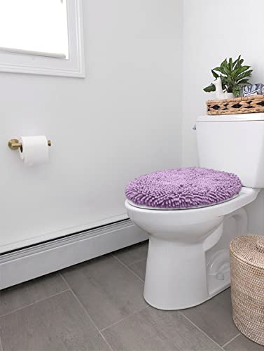 LuxUrux WC-Deckelbezug, extra weicher Plüschsitz, waschbar, zottelige Mikrofaser, Standard-WC-Deckelbezüge für Badezimmer, maschinenwaschbar und trocknergeeignet, 45,7 x 45,7 cm, Lavendel – Bild 5