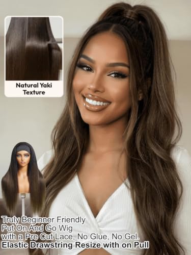 Image of Sunber Ombre Brown Bye Bye Knots 7x5 Lace Glueless Wig Human Hair 16Inch