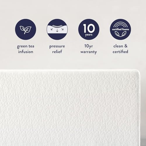 Image of Best Price Mattres 6 inch Twin Mattress XL Long, Bed-In-A-Box, Green Tea Memory Foam,White