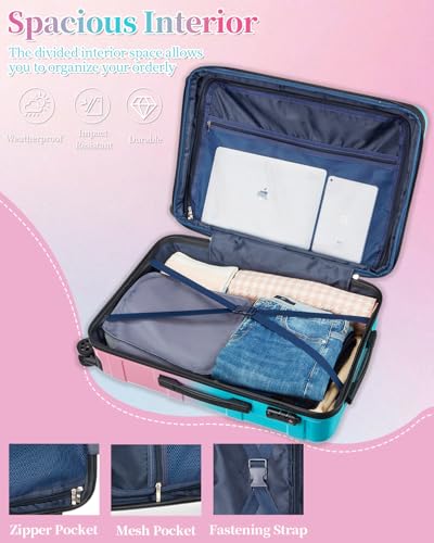 Image of Luggage Set With Spinner Wheels, Carry On Suitcase with TSA Lock, Expandable Checked Suitcase for Women