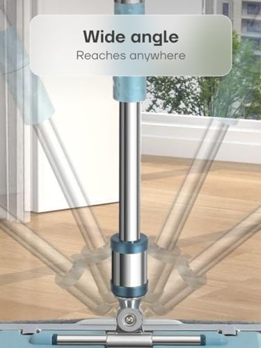 IQLER Bodenwischer, zuverlässiges Metalldrehgelenk, 360° drehbarer Wischmopp, teleskopischer Stahlstiel, Qualitätsklammern, 3 STK Mikrofaser, für Laminat, Fliesen und Sockelleisten (Silber) – Bild 4