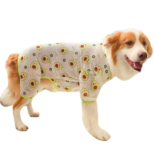 ISUPY 犬のパジャマ 春夏 ペット ロンパース つなぎ 小中大型犬 ドッグウェア tシャツ 可愛い 四つの足 柔らかい 部屋着 ルームウェア 寝間着 抜け毛防止 お散歩お出かけ ペット用品 (3XL,グリーン)