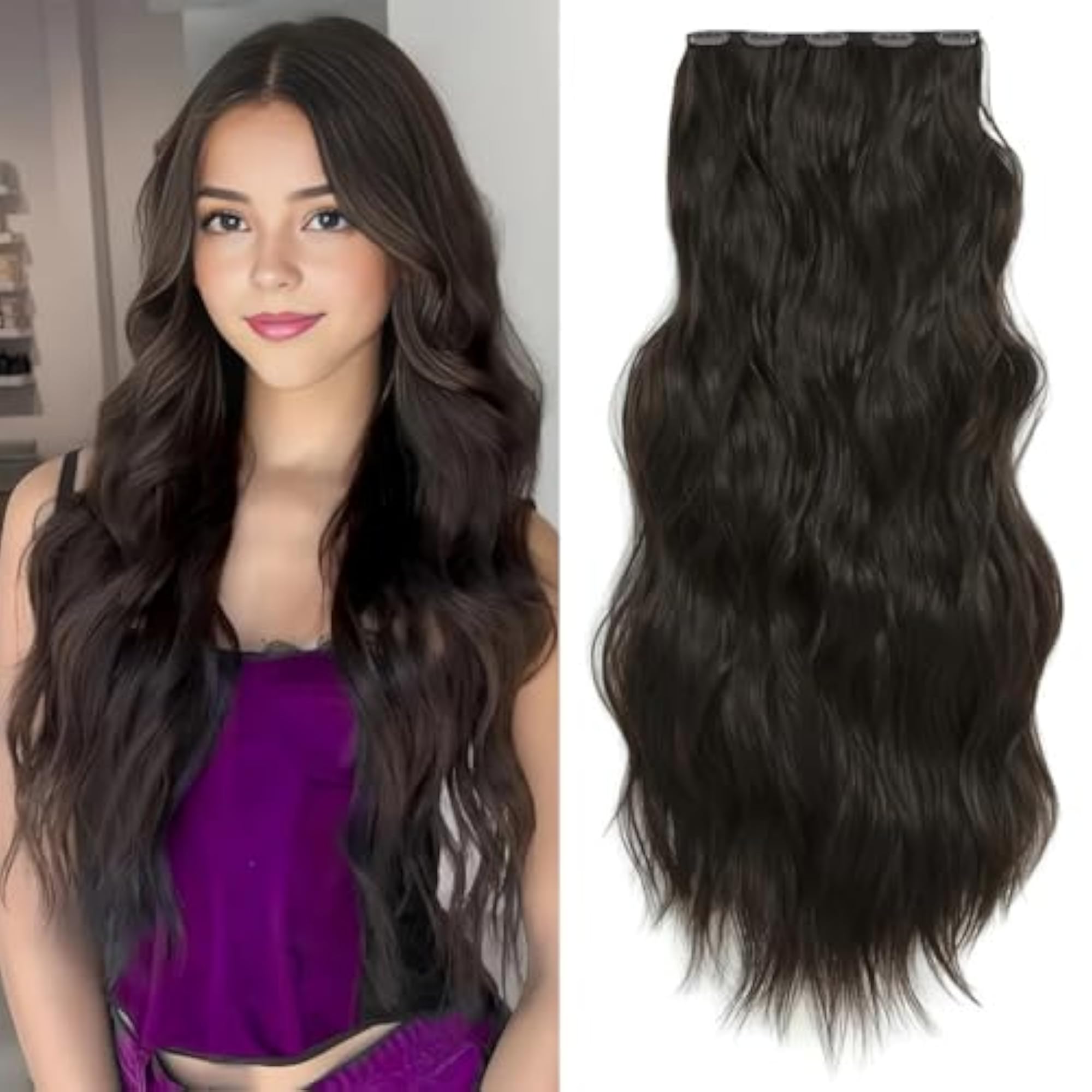 Women's 22 Inch Curly Synthetic Hair Extensions with 5 Clips