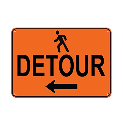 Aluminum Horizontal Metal Sign Multiple Sizes Left Arrow Pedestrian Detour