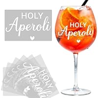 BETESSIN Aperol Spritz Geschenkset - Holy Aperoli - 6 Stück Rub On Sticker für Aperol Gläser - Rub On Folie für Cocktail Gläser & Weinglas - Geschenkidee für Cocktail Liebhaber