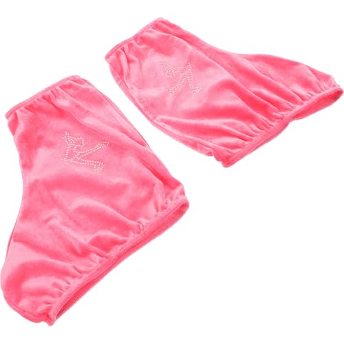 Angoily Fundas para Botas de Patinaje Artístico Elásticas en Terciopelo Rosa, Accesorios para Patines de Hielo para Adultos