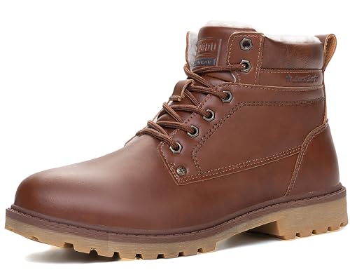 LANGDU Winterstiefel Herren Winterschuhe Schneestiefel Rutschfest Warm Wanderstiefel,Braun 10,44EU