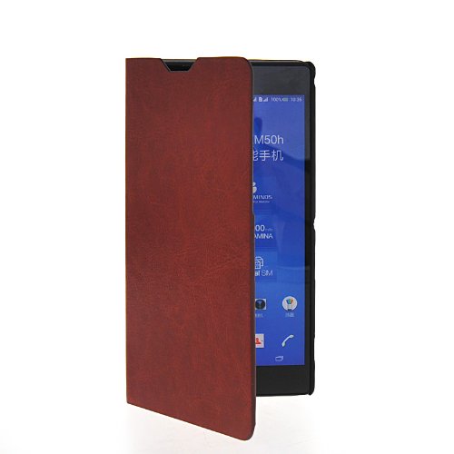 Slim Wallet Card Pouch Flip Leather Etui Stand Case Cover For Sony Xperia T2 Ultra Brown