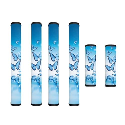 Image of Fridge Microwave Door Handle Covers Pack of 6 Waterproof Kitchen Electrical Appliances Handle Protector Easy Installation for Kitchen Home Decor, Blue Butterfly Water Reflection Print
