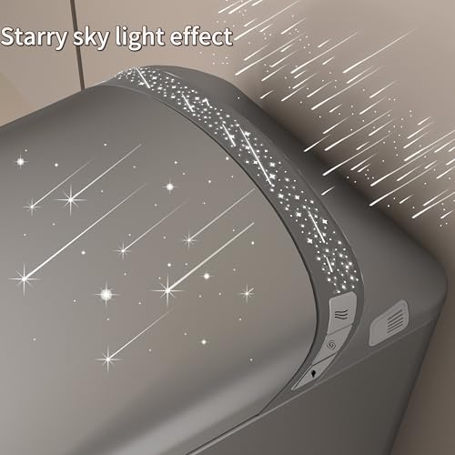 Inodoro inteligente gris con bidé integrado y asiento calefactado | Entrada de 30,5 cm, agua tibia, secador de aire caliente, descarga por sensor de pie, pantalla LED, luz nocturna estrellada, diseño monobloque miniatura 3