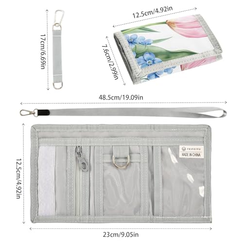 Blue Tulip Durable Nylon Fabric Wallet for Boys and Girls - Multi-Functional with 2 Clear Pockets, Zipper Coin Compartment, 3 Card Slots & Keyring3
