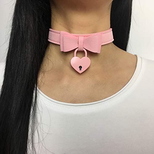 Bell Choker Collar Necklace Lolita Heart Bow Collar Cat Kitty Velvet Necklace (G) #TOP1