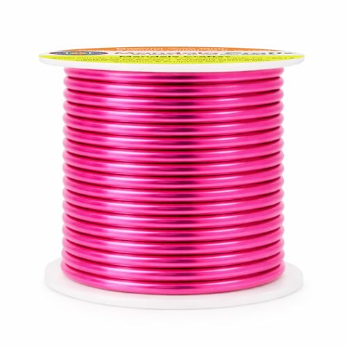 Image of Mandala Crafts 8 Gauge Anodized Aluminum Craft Wire for Jewelry Making - 32 FT Colored Flexible Magenta Wire - Bendable for Bonsai Armature Crafting Sculpting