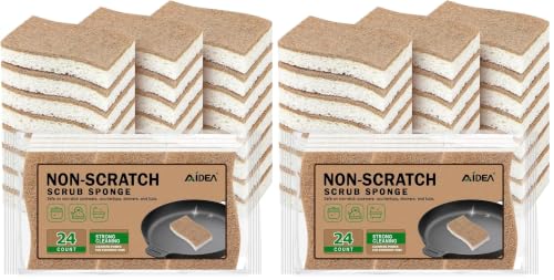 Image of AIDEA Sponges Non Scratch, 24Count, Natural Sponge for Non Stick Cookware (Pack of 2)