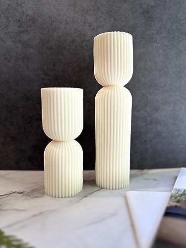 Karlygash Ribbed Pillar Candle Set Of 2 thumb #3