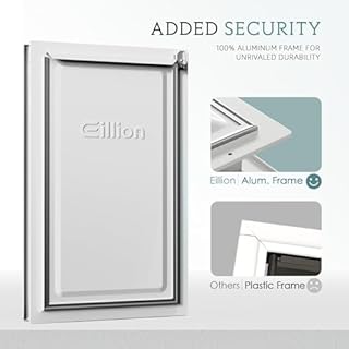 Eillion Extra Large Dog Door for Exterior Door, Up to 220 lbs, Doggy Door with 3 Flaps Opening 13.4" x 23.1", Aluminum Frame, Metal Closing Panel and Lock, XL Dog Door for Exterior Doors
