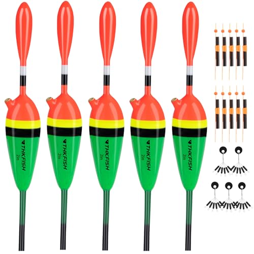 THKFISH Fishing Floats Balsa Wood Slip Bobbers for Fishing, Fishing Floats Bobbers for Crappie Panfish Trout Bass Walleye