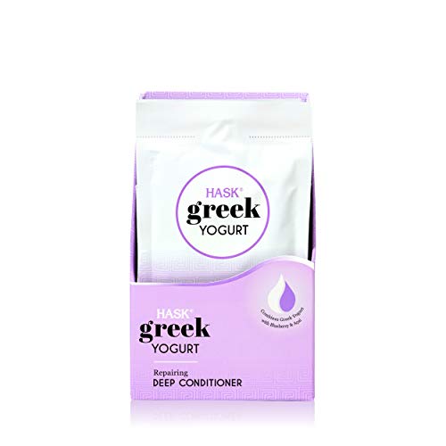 HASK Greek Yogurt repairing, color safe, gluten free, sulfate free, paraben free - Blueberry and Acai Deep Conditioner Treatments Set of 12