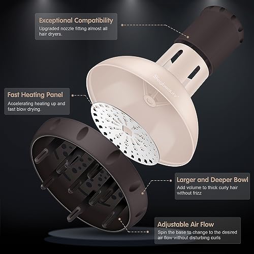 Image of Segbeauty Hair Diffuser with Deep Bowl, Adjustable Air Flow Professional Hair Diffuser Attachment for Curly Wavy Hair, Hairstylist Barber Salon Tool Fitting Most Blow Dryer with 1.57 inch-1.97 inch Nozzle