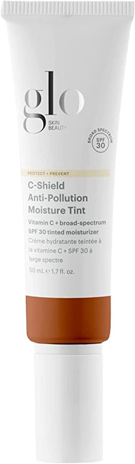 Glo Skin Beauty C-Shield Anti-Pollution Moisture Tint SPF 30, 10W-Dark – Tinted Moisturizer with SPF, Lightweight Tinted Sunscreen for Face, Vitamin C & Squalane, Dewy Sheer Coverage, All Skin Types