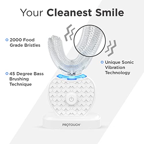 Image of PROTOUCH Ultrasonic Manual Teen Toothbrush, Gum Massager, 2000 Food Grade Bristles, 45 Degree Bass Brushing, Sonic Vibration Technology,White