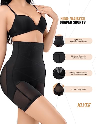 KLVEE Feminino Shapewear para Controle de Barriga, Cintura Alta Corpo Shaper Shorts Bunda Levantamen