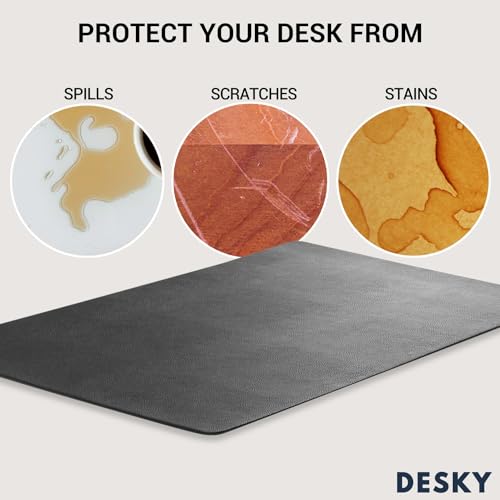 Desky Leather Desk Mat pad para escritorio negro 23.6 x 13.8 miniatura 3