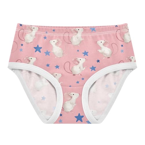 Cute White Mice Girls' Underwear Cotton Pink Girls Briefs Soft Toddler Underwear 2T