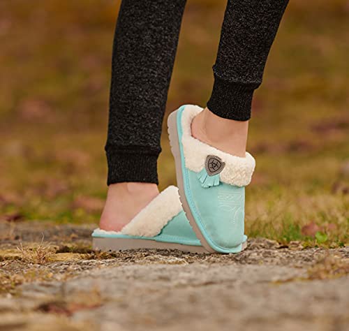 Image of ARIAT Women's Jackie Square Toe Warm Soft Genuine Suede Leather Indoor Outdoor Slippers with Plush Collar