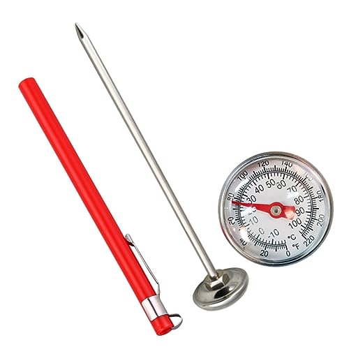 GRIRIW Stainless Steel Food Thermometer for Accurate Meat Coffee and Milk Readings Kitchen Tool with Cover for Daily Use and High Temperature Precision