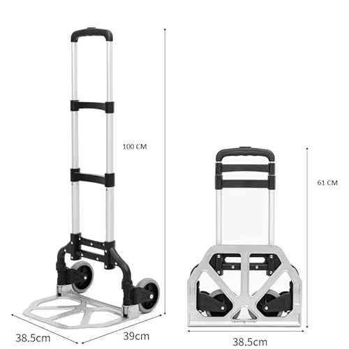 Carrinho de Carga Dobrável Chalesco - Suporta 80kg, Com Corda Elástica e Design Compacto Para Facili