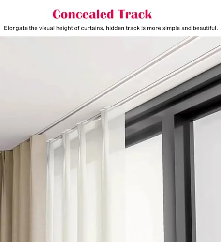Tringle à rideau invisible réglable de 0,9 à 3 m pour cloisons de pièce et traitements de fenêtre – Design blanc élégant pour décoration de maison et de bureau