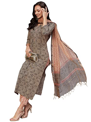 Image of ANNI DESIGNER Women's Cotton Blend Kurta with Pant & Dupatta