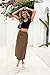 Drawstring Skirts Fashion Midi Skirts Elastic Cargo Skirts for Women(Large, Khaki)