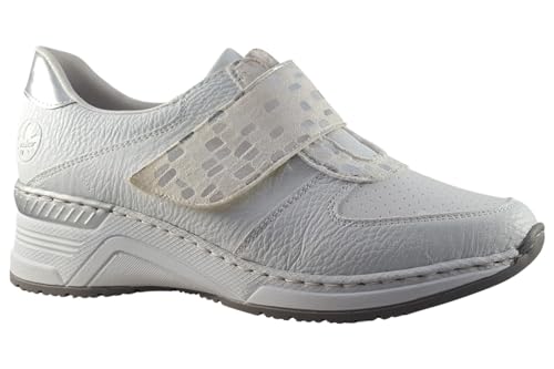 Chaussures femme Rieker Dory N4354 blanches et argentées pour la marche