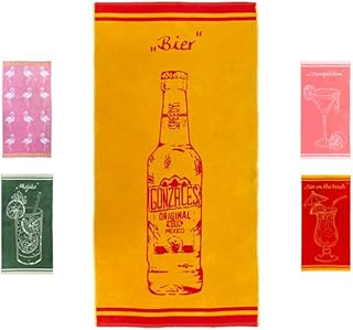 jilda-tex Strandtuch 90x180 cm Badetuch Strandlaken Handtuch 100% Baumwolle Velours Frottier Pflegeleicht (Bier)