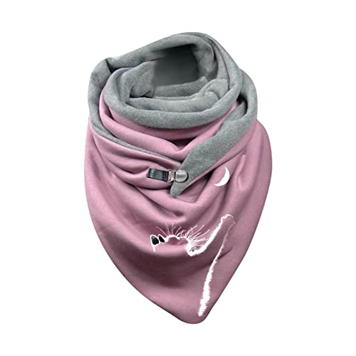 Take Idea Bufanda de algodón para mujer con estampado de gato, botón cálido, moda, turbante, bufanda de pañal, bufandas bufanda de tejer instrucciones gratis, morado, Talla única