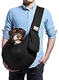 artisome Ririsann-01 Adjustable Pet Dog Sling Front Pack Easy Shoulder Strap Purse Comfy Pouch for Small Dogs Catsup to 10 lb, Black