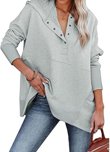 Pull à capuche décontracté femme : éliminez le froid grâce à sa coupe ample à boutons