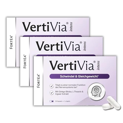 FORTEA - Schwindel & Gleichgewicht Kapseln in Apothekenqualität - VertiVia intens - mit Ginkgo Ingwer Vitamin B6 Vitamin B12 - rezeptfrei - Unterstützung der kognitiven Funktion - 3x 30 Stk.
